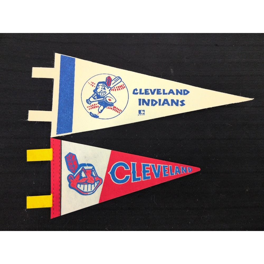 Cleveland Indians Mini Pennant VTG 4"x9"   3.5"X7" MLB Collectible Flag 60s 70s